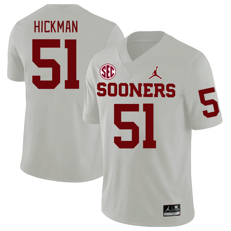 Men #51 Branson Hickman Oklahoma Sooners 2024 SEC Conference College Football Jerseys-White